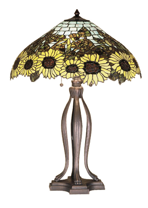 Meyda Tiffany 47592 Three Light Table Lamp, Purple/Blue Ia Amber