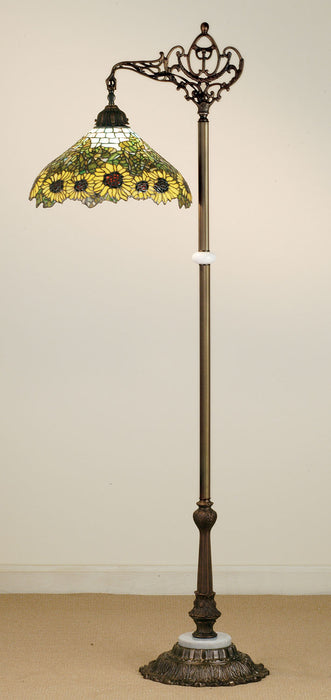Meyda Tiffany 65834 One Light Bridge Arm Floor Lamp, Purple/Blue Ia Amber