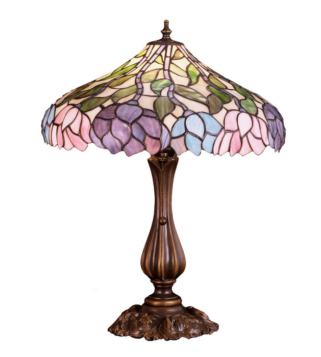 Meyda Tiffany 52135 One Light Table Lamp, Beige Pink Pr Purple/Blue