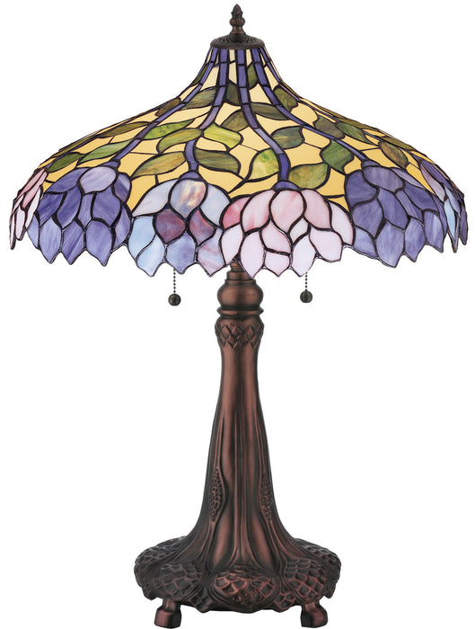 Meyda Tiffany 30452 Two Light Table Lamp, Beige Pink Pr Purple/Blue
