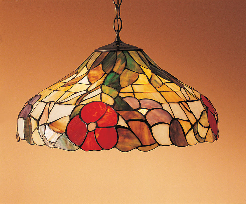 Meyda Tiffany 31622 Three Light Pendant, Beige Lt Blue Flame Pink