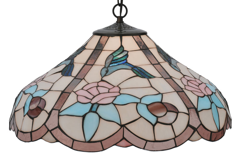 Meyda Tiffany 26635 One Light Pendant, Lt Peach Pink Purple/Blue Seafoam
