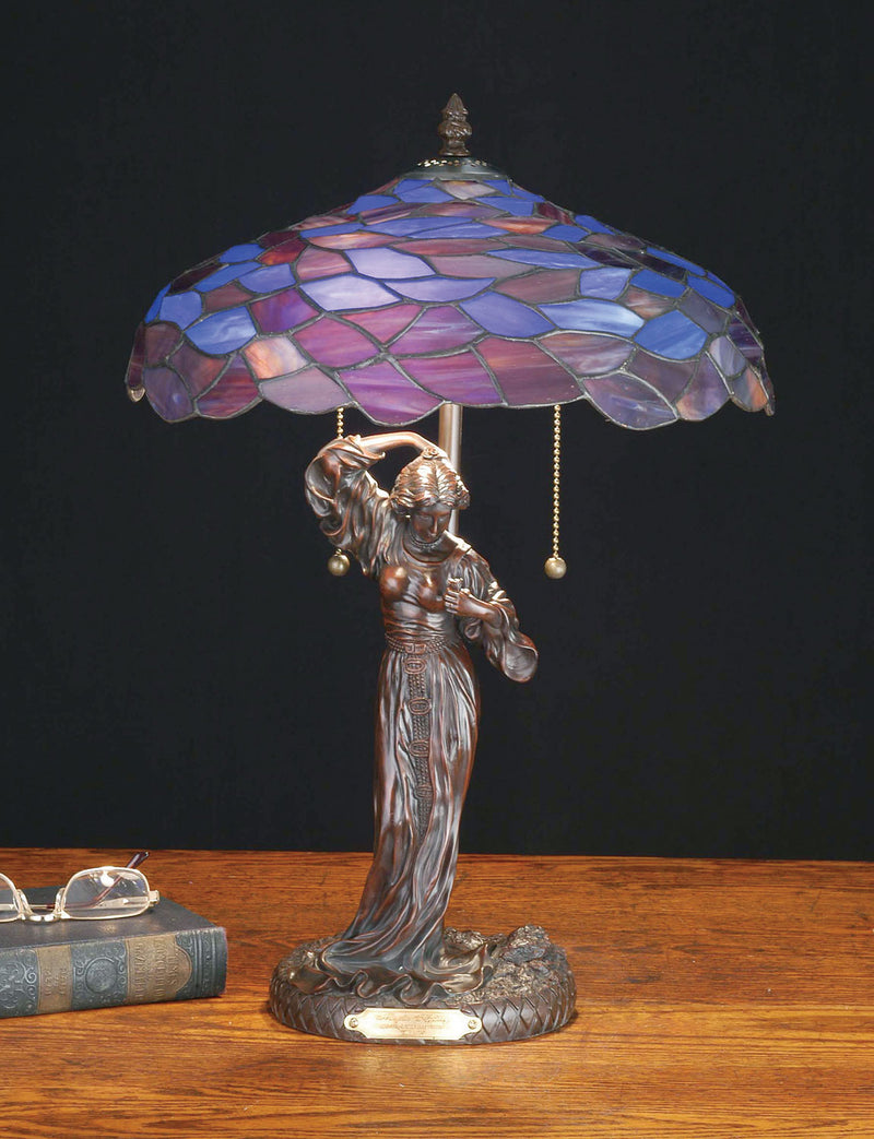 Meyda Tiffany 51565 Two Light Table Lamp, Lt Blue Pbag