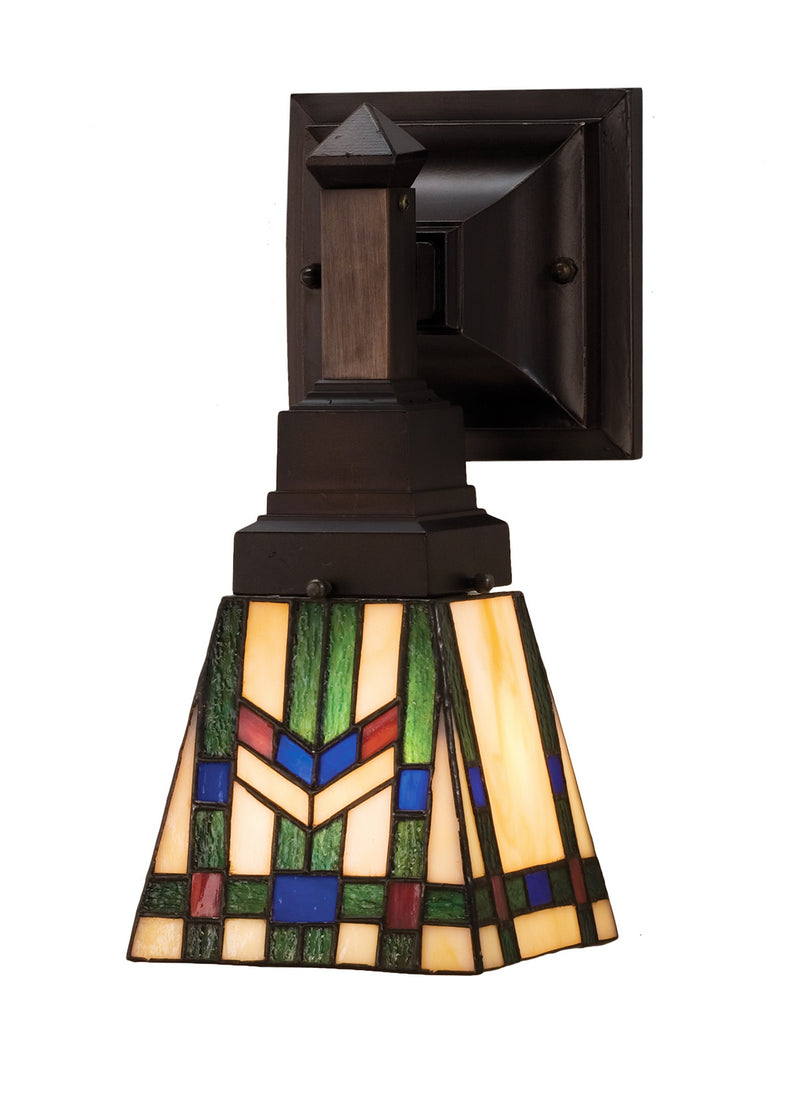 Meyda Tiffany 25894 One Light Wall Sconce, Beige Burgundy Lt Blue Green