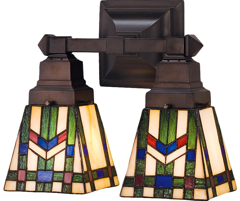 Meyda Tiffany 31247 Two Light Wall Sconce, Beige Burgundy Lt Blue Green