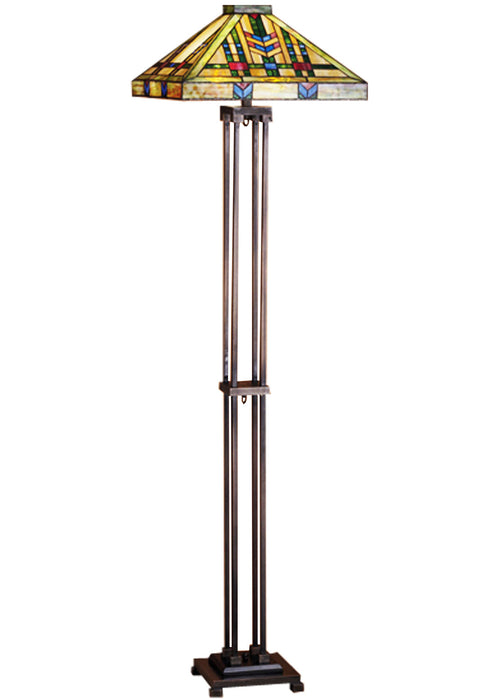 Meyda Tiffany 28326 Two Light Floor Lamp, Beige Green Lt Blue Burgundy