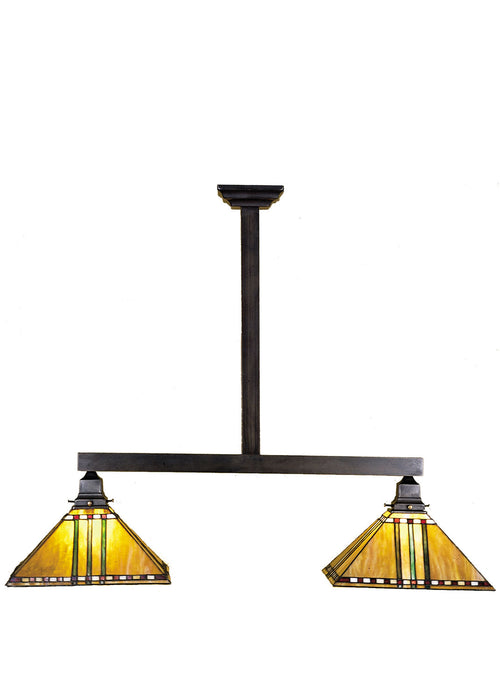Meyda Tiffany 28514 Two Light Island Pendant, Craftsman Brown