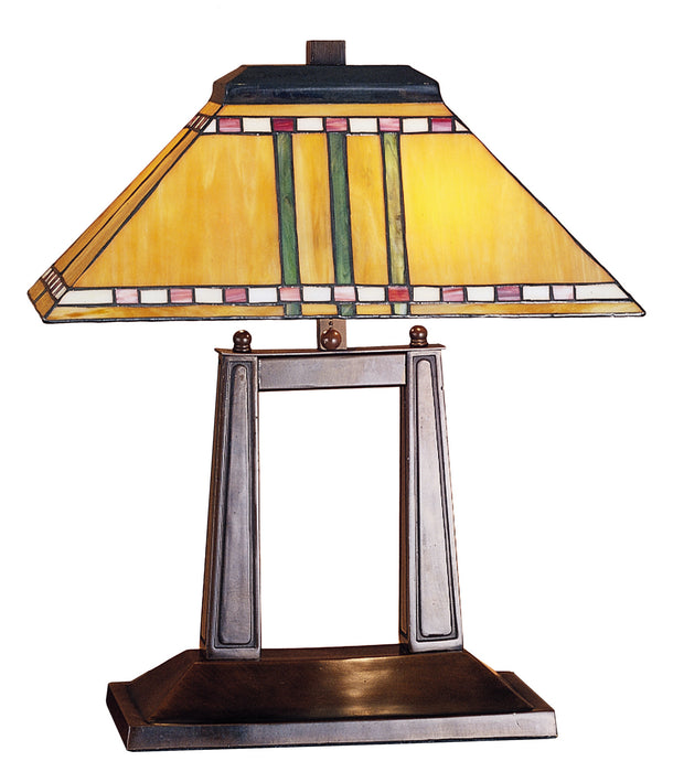Meyda Tiffany 26004 Two Light Table Lamp, Ha Burgundy Beige