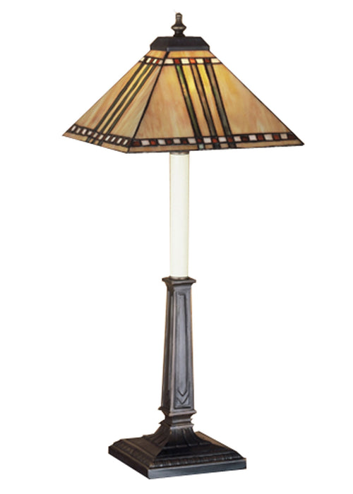 Meyda Tiffany 47837 One Light Buffet Lamp, Ha Burgundy Beige