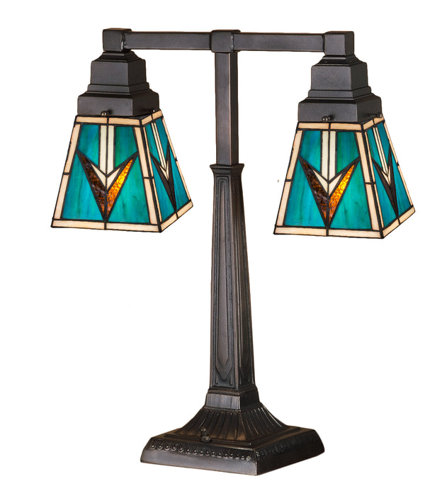 Meyda Tiffany 48200 Two Light Table Lamp, Ebna Amber Beige