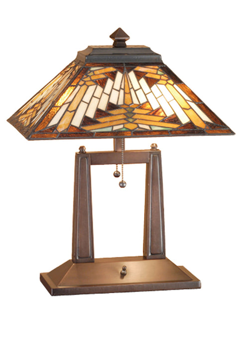 Meyda Tiffany 66530 Two Light Table Lamp, Craftsman Brown