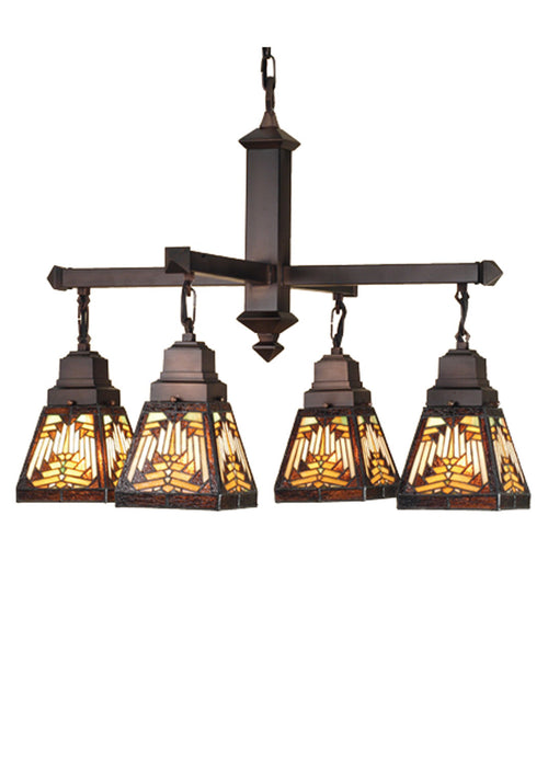 Meyda Tiffany 66523 Four Light Chandelier, Craftsman Brown