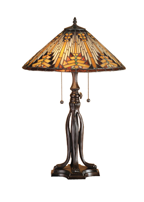 Meyda Tiffany 66224 Two Light Table Lamp, Timeless Bronze