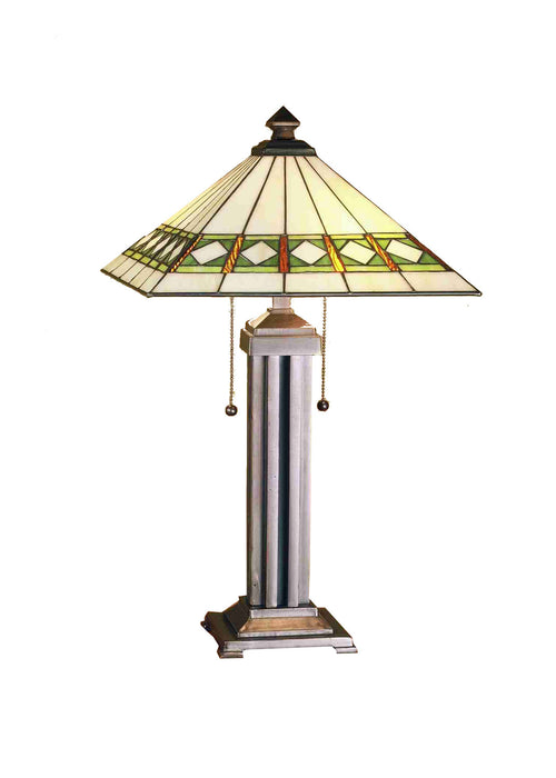 Meyda Tiffany 38689 Two Light Table Lamp, Beige Green Da Avocado