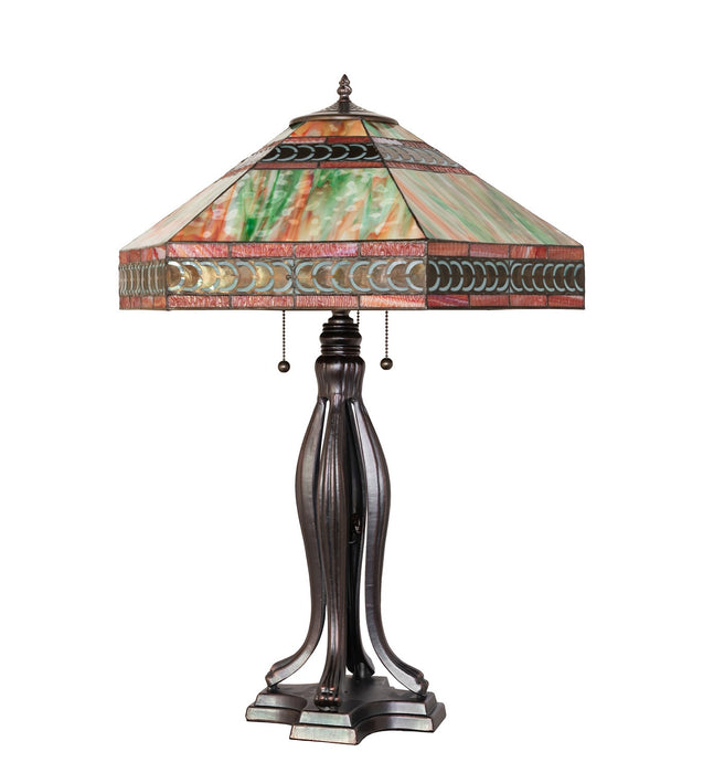 Meyda Tiffany 31227 Three Light Table Lamp, Rust