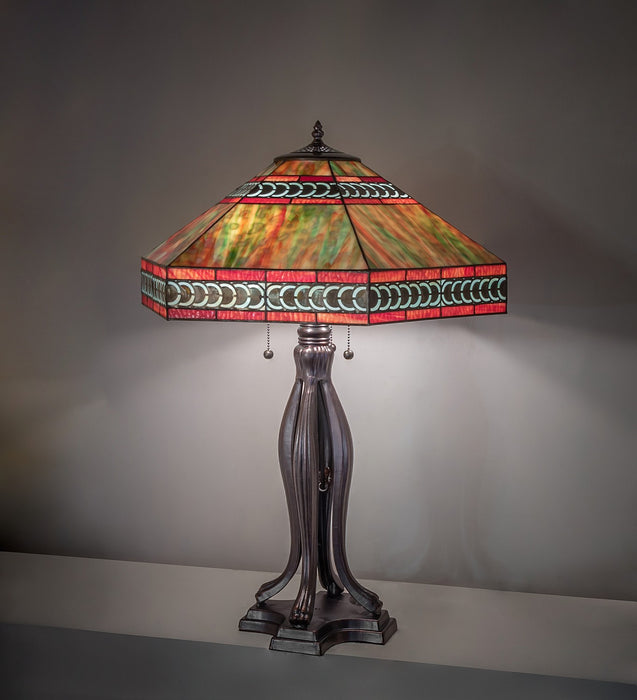 Meyda Tiffany 31227 Three Light Table Lamp, Rust