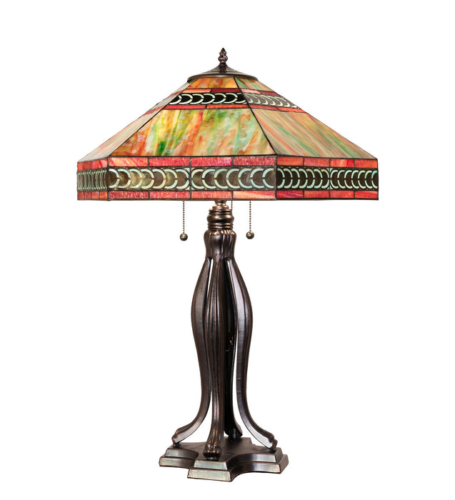 Meyda Tiffany 31227 Three Light Table Lamp, Rust