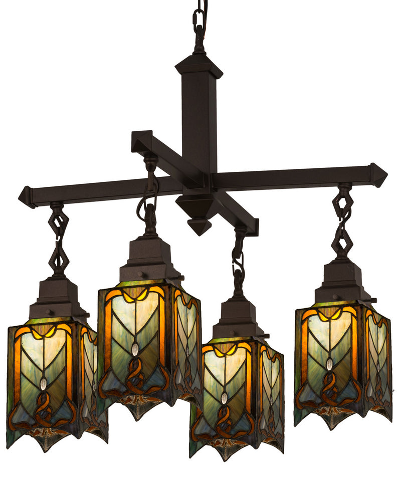 Meyda Tiffany 31756 Four Light Chandelier, Mahogany Bronze