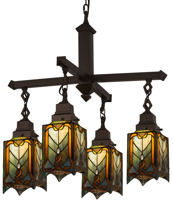 Meyda Tiffany 31756 Four Light Chandelier, Mahogany Bronze