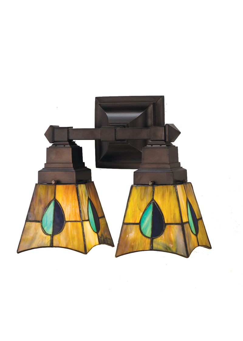 Meyda Tiffany 31230 Two Light Wall Sconce, Green/Blue Aqua/Green Purple/Blue