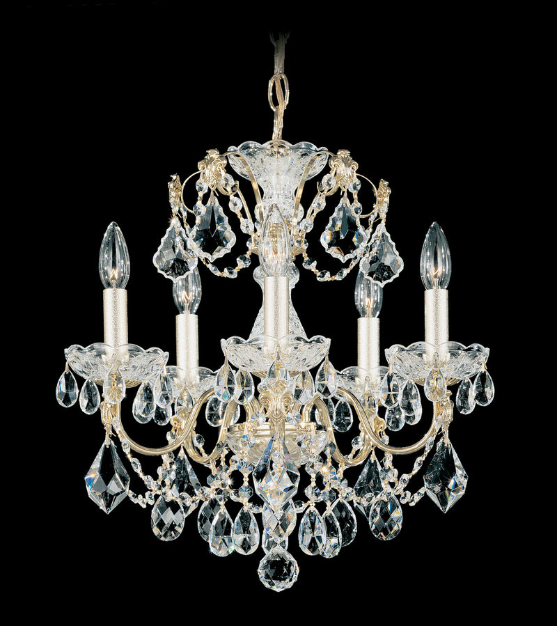 Schonbek 1704-48 Five Light Chandelier, Antique Silver