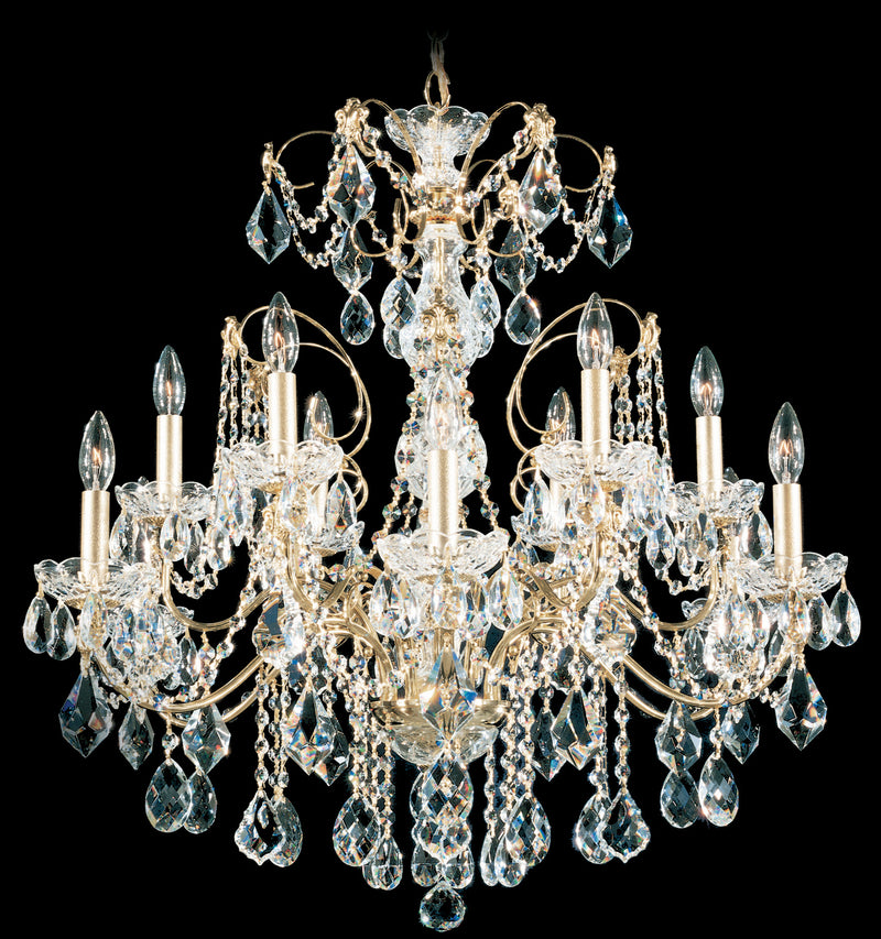 Schonbek 1712-40 12 Light Chandelier, Polished Silver