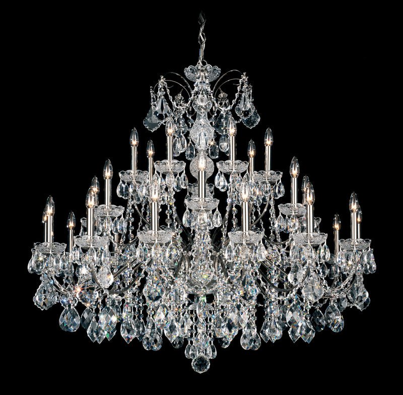Schonbek 1718-40 28 Light Chandelier, Polished Silver