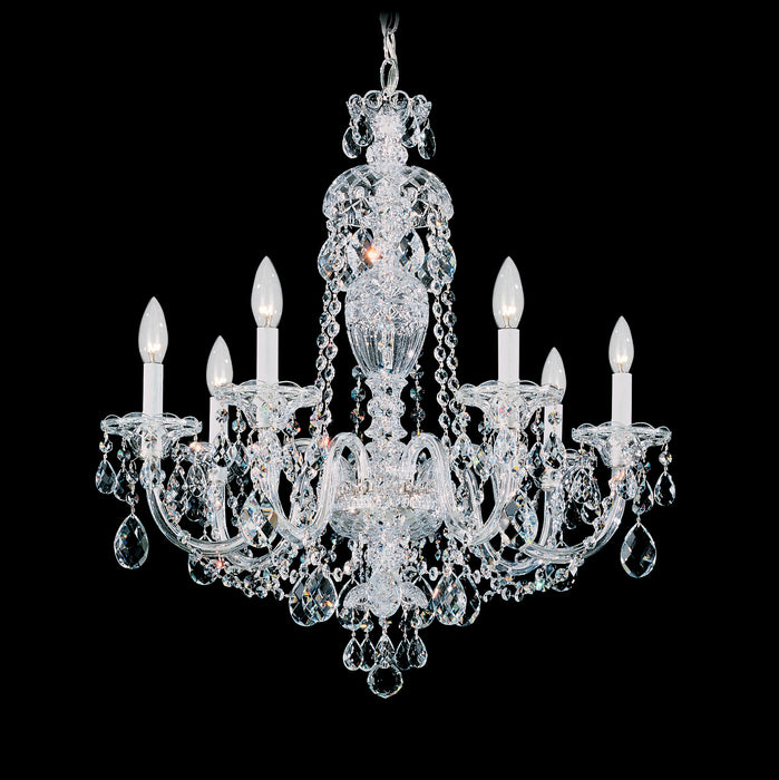 Schonbek 2995-40R Seven Light Chandelier, Polished Silver