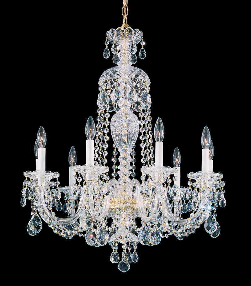 Schonbek 2996-40R Nine Light Chandelier, Polished Silver