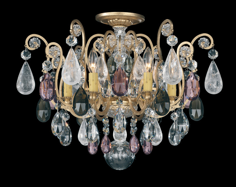 Schonbek 3584-47OS Six Light Semi-Flush Mount, Antique Pewter