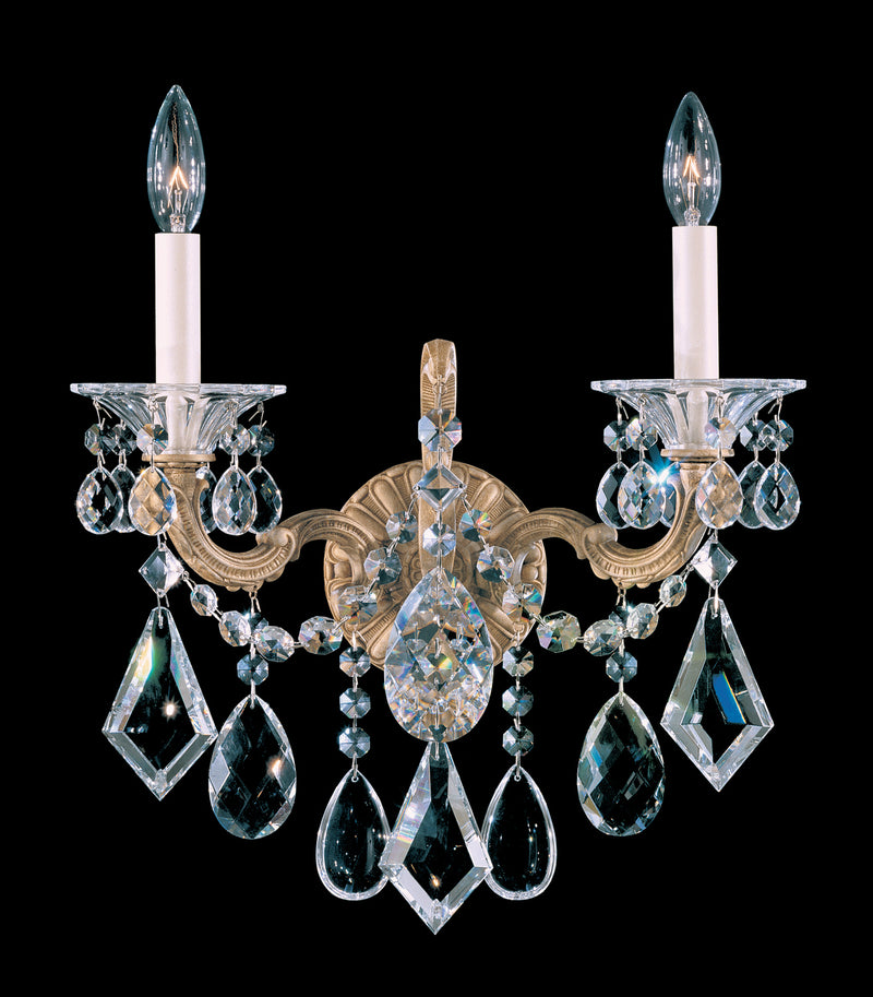 Schonbek 5001-48 Two Light Wall Sconce, Antique Silver