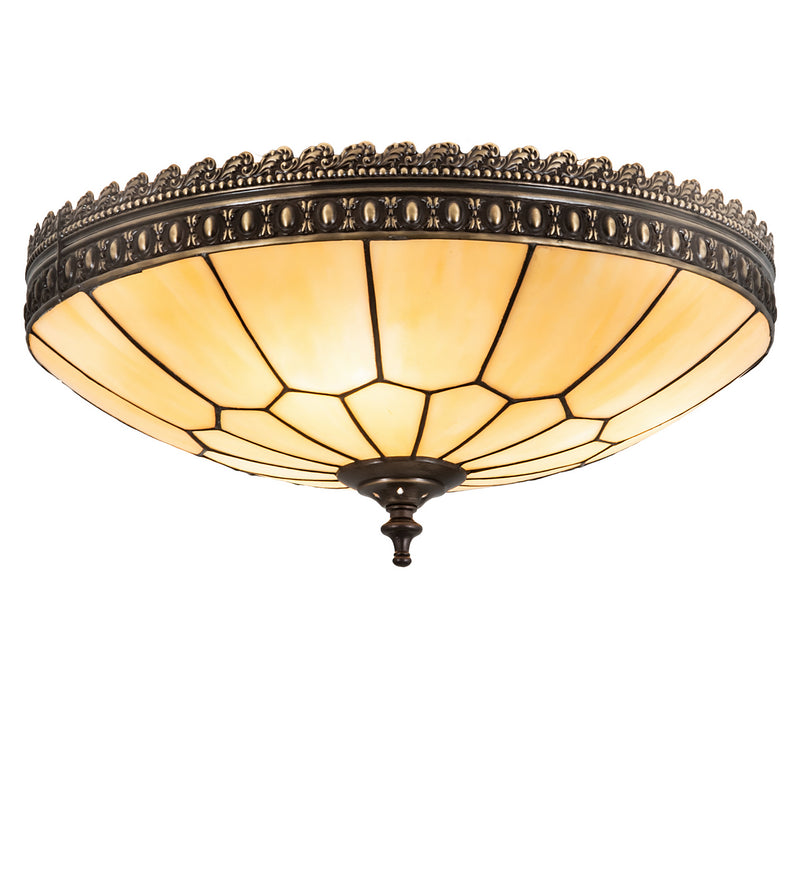 Meyda Tiffany 26800 Three Light Flushmount, Beige Craftsman Brown Highlighted