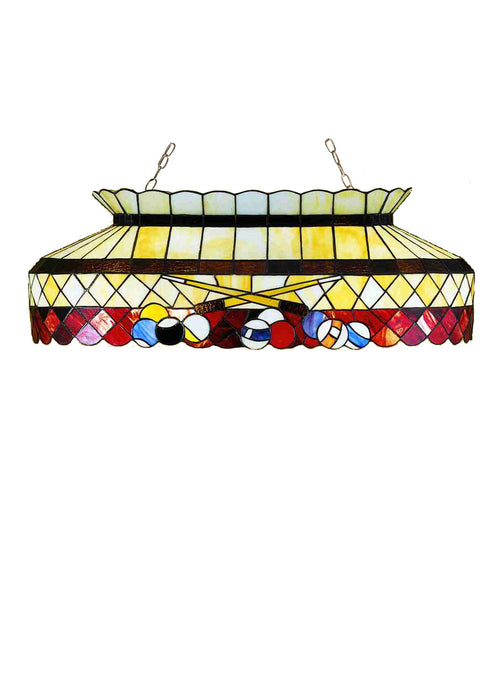 Meyda Tiffany 27616 Six Light Oblong Pendant, Beige Burgundy Multi