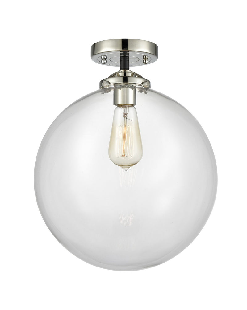 Innovations 284-1C-BPN-G202-12 One Light Semi-Flush Mount, Black Polished Nickel