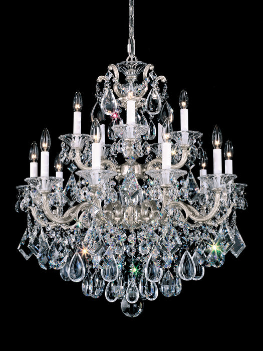 Schonbek 5075-48R 15 Light Chandelier, Antique Silver