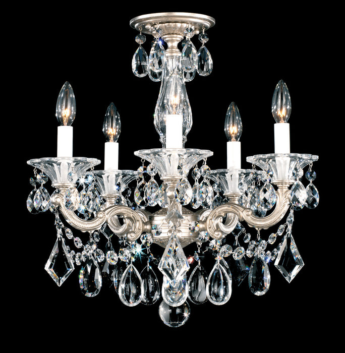 Schonbek 5345-48R Five Light Semi-Flush Mount, Antique Silver