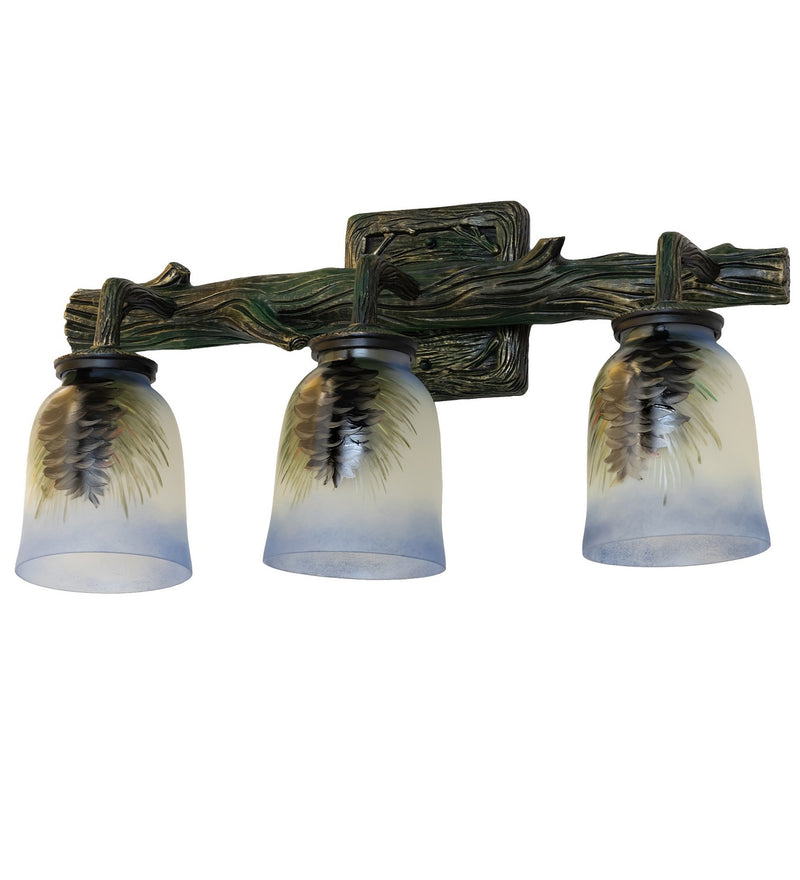 Meyda Tiffany 49525 Three Light Vanity, Green With Gold Highlight