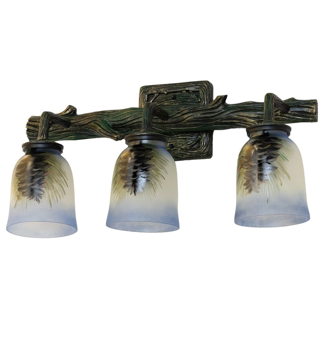 Meyda Tiffany 49525 Three Light Vanity, Green With Gold Highlight