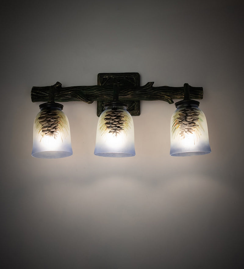 Meyda Tiffany 49525 Three Light Vanity, Green With Gold Highlight