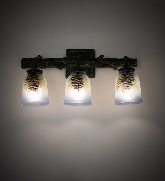 Meyda Tiffany 49525 Three Light Vanity, Green With Gold Highlight