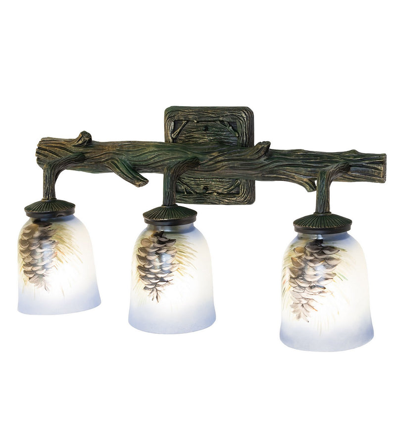Meyda Tiffany 49525 Three Light Vanity, Green With Gold Highlight