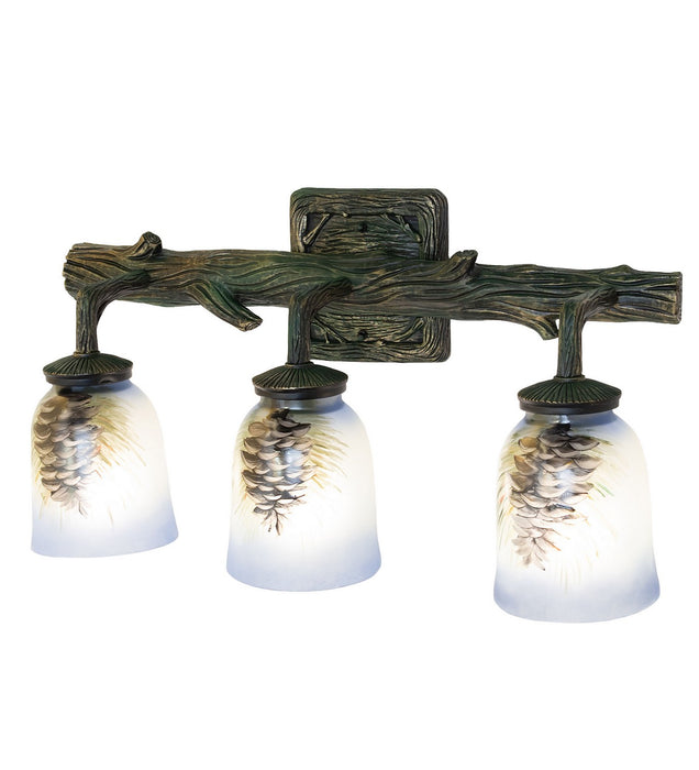 Meyda Tiffany 49525 Three Light Vanity, Green With Gold Highlight