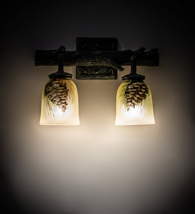 Meyda Tiffany 49521 Two Light Wall Sconce, Black Verdigris & Gold Highlights