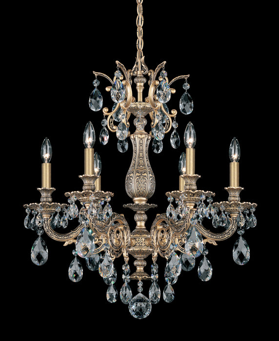 Schonbek 5676-22H Six Light Chandelier, Heirloom Gold