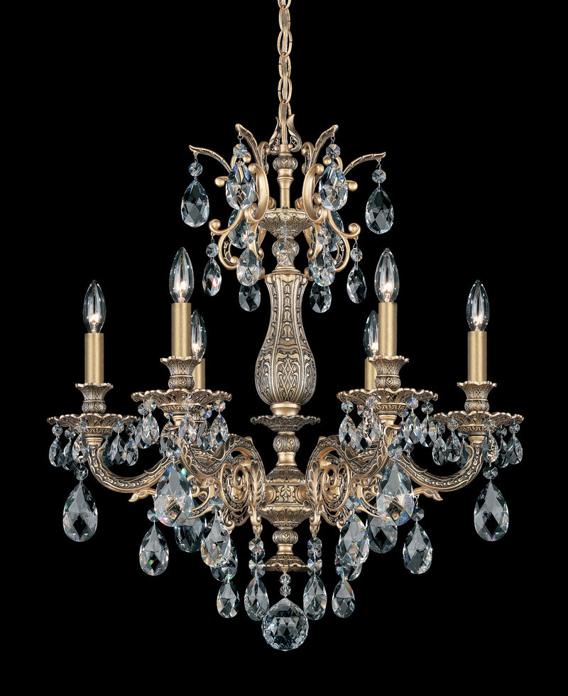 Schonbek 5676-23H Six Light Chandelier, Etruscan Gold