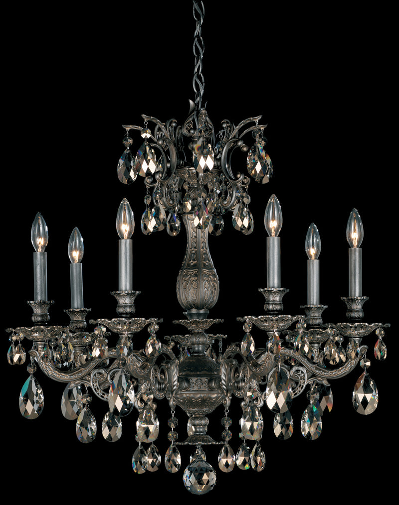 Schonbek 5677-48R Seven Light Chandelier, Antique Silver