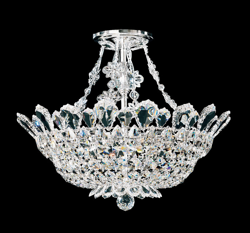 Schonbek 5796H Eight Light Semi-Flush Mount, Polished Stainless Steel