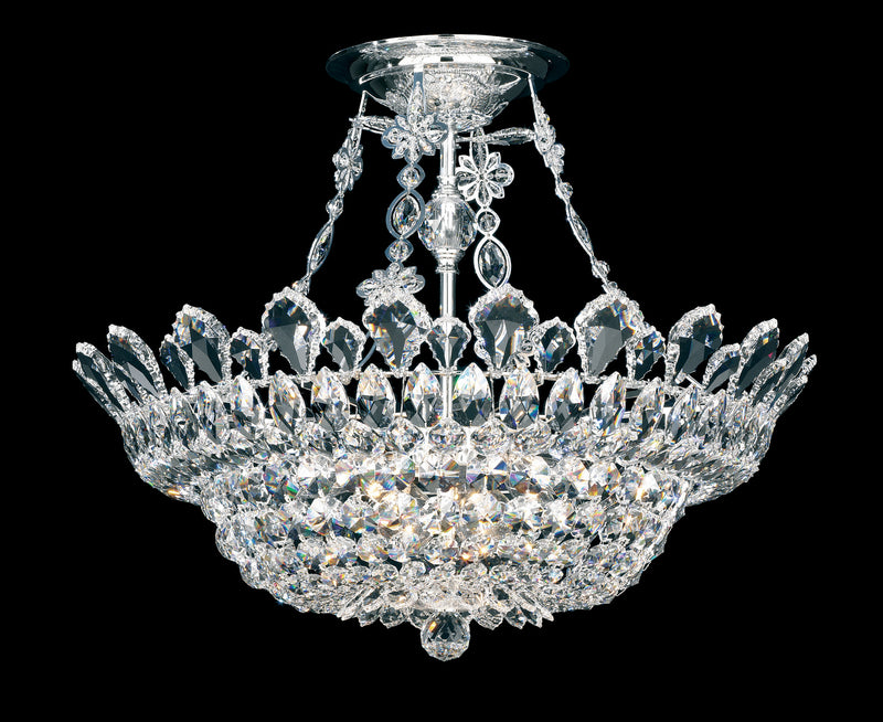 Schonbek 5797R Ten Light Flush Mount, Polished Stainless Steel