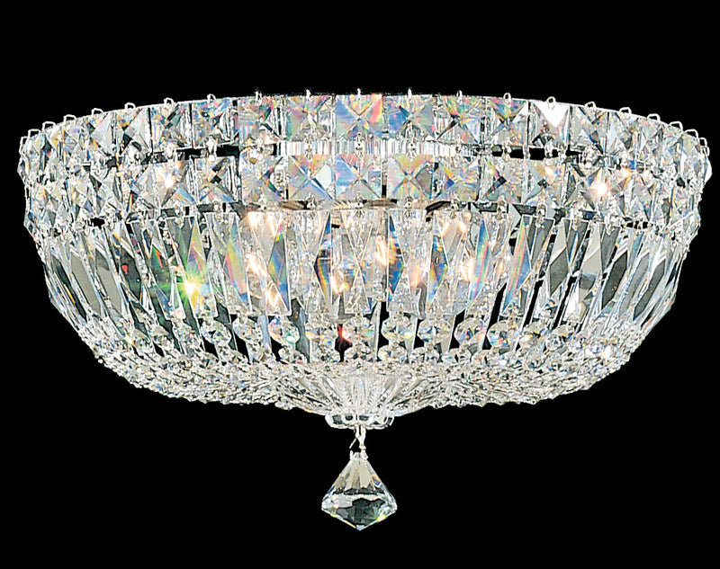 Schonbek 5893-40R Five Light Flush Mount, Polished Silver