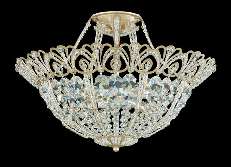 Schonbek 9843-22R Nine Light Semi-Flush Mount, Heirloom Gold
